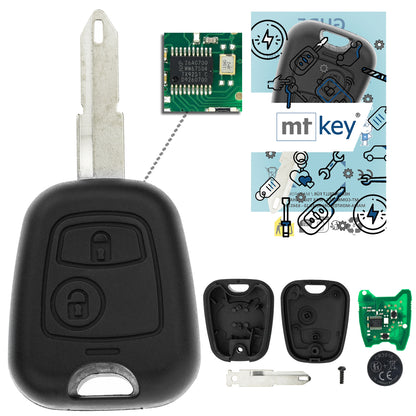 MT-KEY Funk Schlüssel NE72 NE73 434MHZ PCF7961 ASK kompatibel mit Peugeot 206 CC GT SW WRC RC 206+ 1998-2009 433MHZ Funk Fernbedienung