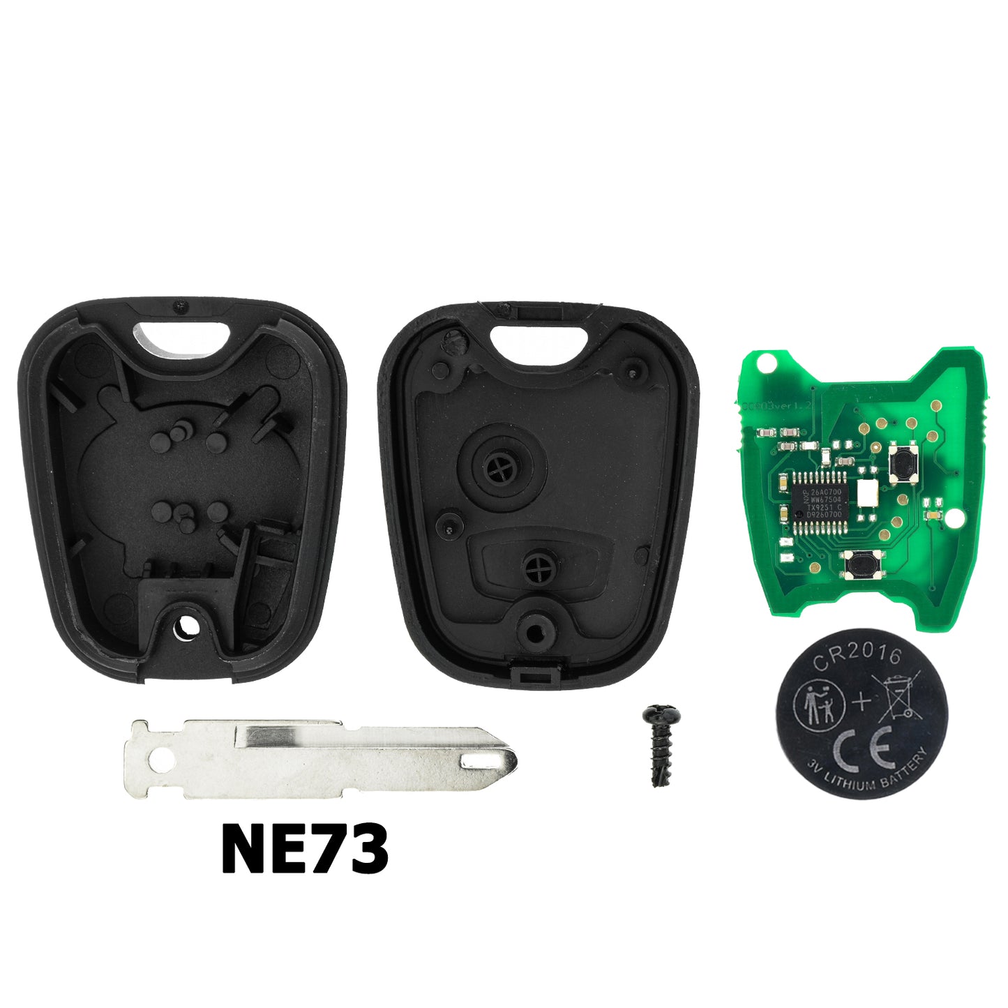 MT-KEY Funk Schlüssel NE72 NE73 434MHZ PCF7961 ASK kompatibel mit Peugeot 206 CC GT SW WRC RC 206+ 1998-2009 433MHZ Funk Fernbedienung