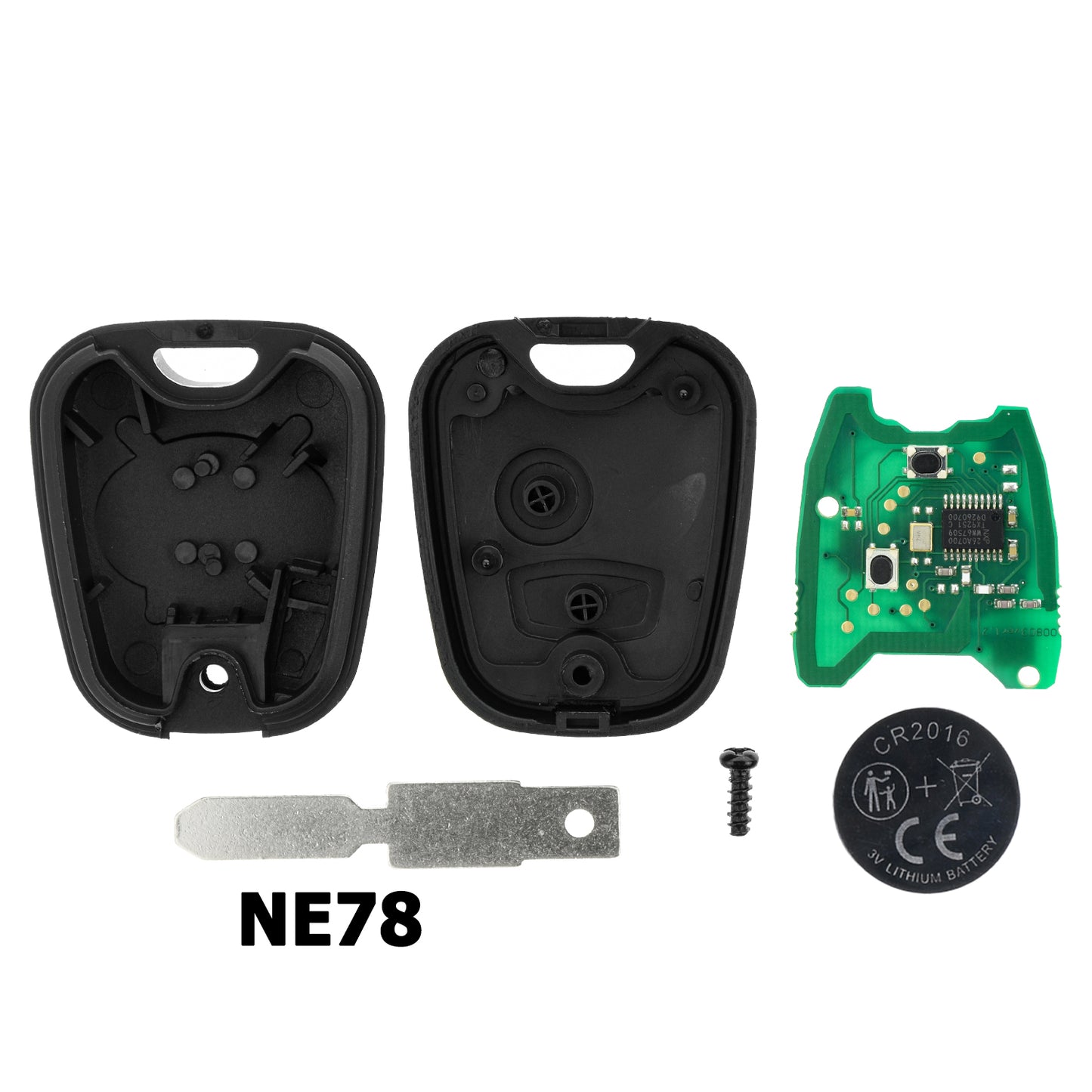 MT-KEY Funk Schlüssel NE78 434MHZ PCF7961 ASK kompatibel mit Peugeot 406 Break Coupe Limousine 8E 8F 8C 8B 2001-2006 433MHZ Funk Fernbedienung