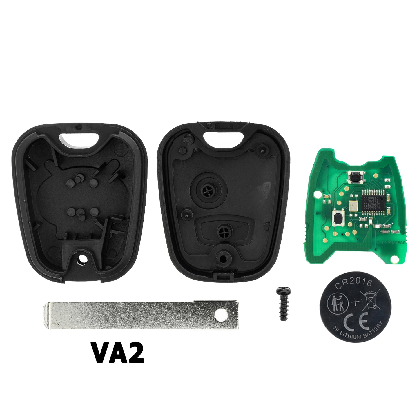MT-KEY Funk Schlüssel VA2 VA6 434MHZ PCF7961 ASK kompatibel mit Peugeot Partner II 2008-2017 433MHZ Funk Fernbedienung