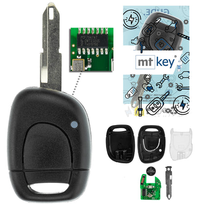 MT-KEY Funk Schlüssel 434MHZ Fernbedienung NE73 kompatibel mit Renault Twingo I Symbol Master II Kangoo I Clio II Opel Movano A Autoschlüssel