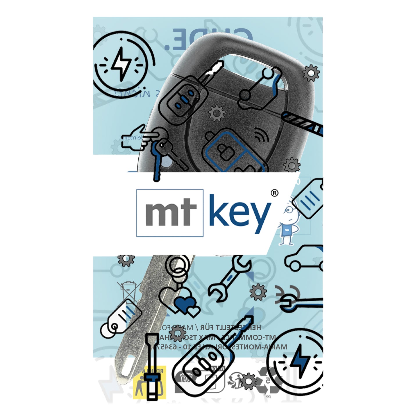 MT-KEY Funk Schlüssel 434MHZ Fernbedienung NE73 kompatibel mit Renault Twingo I Symbol Master II Kangoo I Clio II Opel Movano A Autoschlüssel