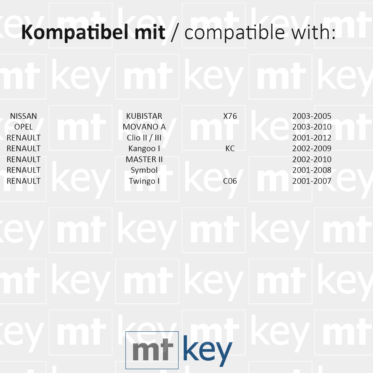 MT-KEY Funk Schlüssel 434MHZ Fernbedienung NE73 kompatibel mit Renault Twingo I Symbol Master II Kangoo I Clio II Opel Movano A Autoschlüssel
