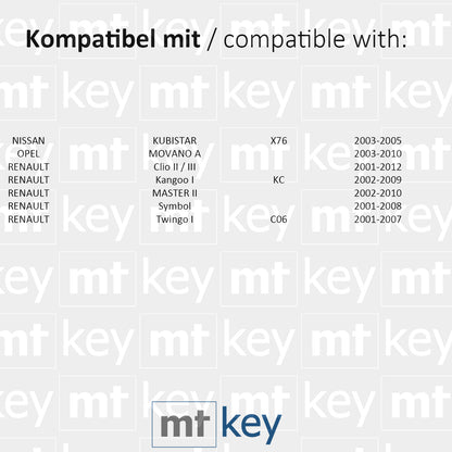 MT-KEY Funk Schlüssel 434MHZ Fernbedienung NE73 kompatibel mit Renault Twingo I Symbol Master II Kangoo I Clio II Opel Movano A Autoschlüssel