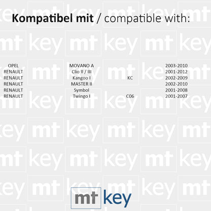 MT-KEY Funk Schlüssel 434MHZ Fernbedienung VAC102 kompatibel mit Renault Twingo I Symbol Master II Kangoo I Clio II Opel Movano A Autoschlüssel