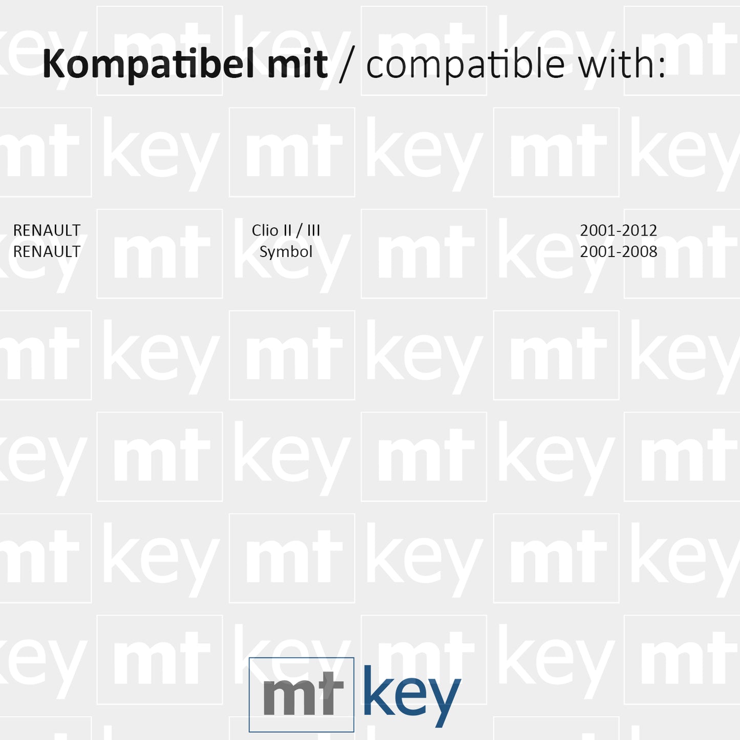 MT-KEY Funk Schlüssel 434MHZ Fernbedienung NE73 NE72 kompatibel mit Renault Clio II III 01-12 Symbol 01-08 433MHZ Autoschlüssel