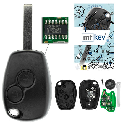 MT-KEY Funk Schlüssel 434MHZ Fernbedienung VA6 VA2 kompatibel mit Dacia Duster I Logan I Sandero I Renault Clio II III Twingo II 433MHZ Autoschlüssel