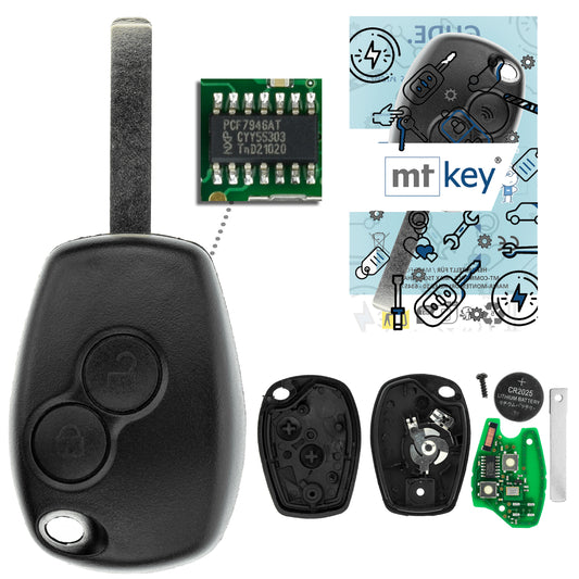 MT-KEY Funk Schlüssel 434MHZ Fernbedienung VA6 VA2 kompatibel mit Dacia Duster I Logan I Sandero I Renault Clio II III Twingo II 433MHZ Autoschlüssel