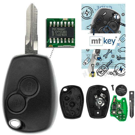 MT-KEY Funk Schlüssel 434MHZ Fernbedienung VAC102 kompatibel mit Dacia Duster I Logan I Sandero I Renault Clio II III Twingo II 433MHZ Autoschlüssel