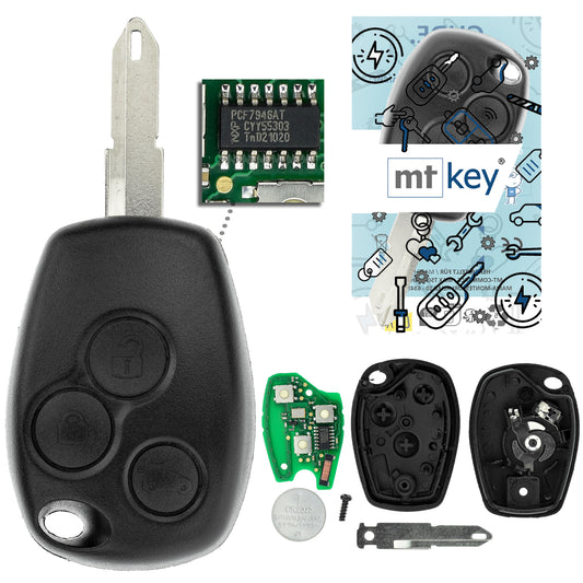 MT-KEY Funk Schlüssel 434MHZ NE72 kompatibel mit Renault Kangoo I Master II Trafic II Twingo I Nissan Interstar Kubistar NV 200 250 400 Opel Movano A