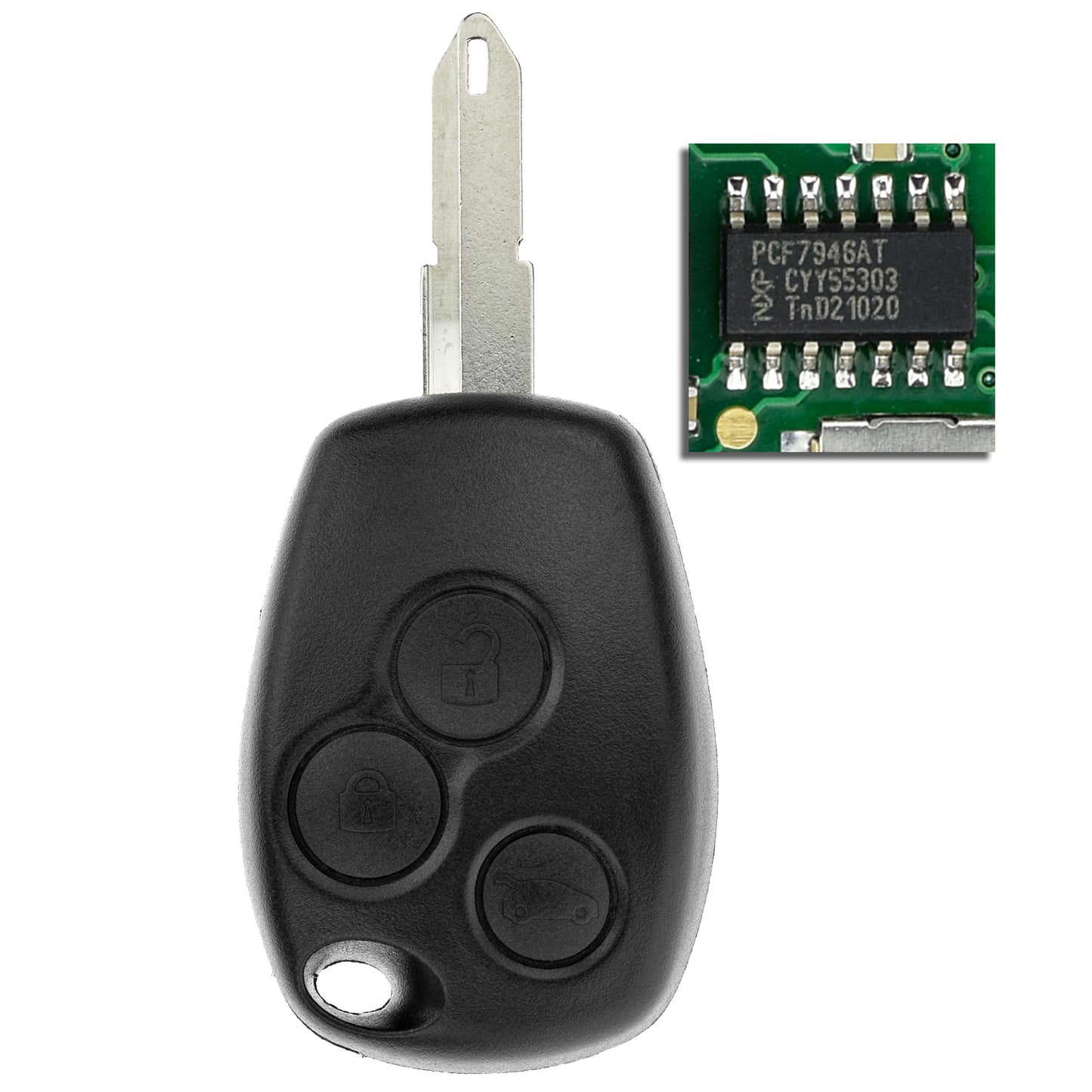 MT-KEY Funk Schlüssel 434MHZ NE72 kompatibel mit Renault Kangoo I Master II Trafic II Twingo I Nissan Interstar Kubistar NV 200 250 400 Opel Movano A
