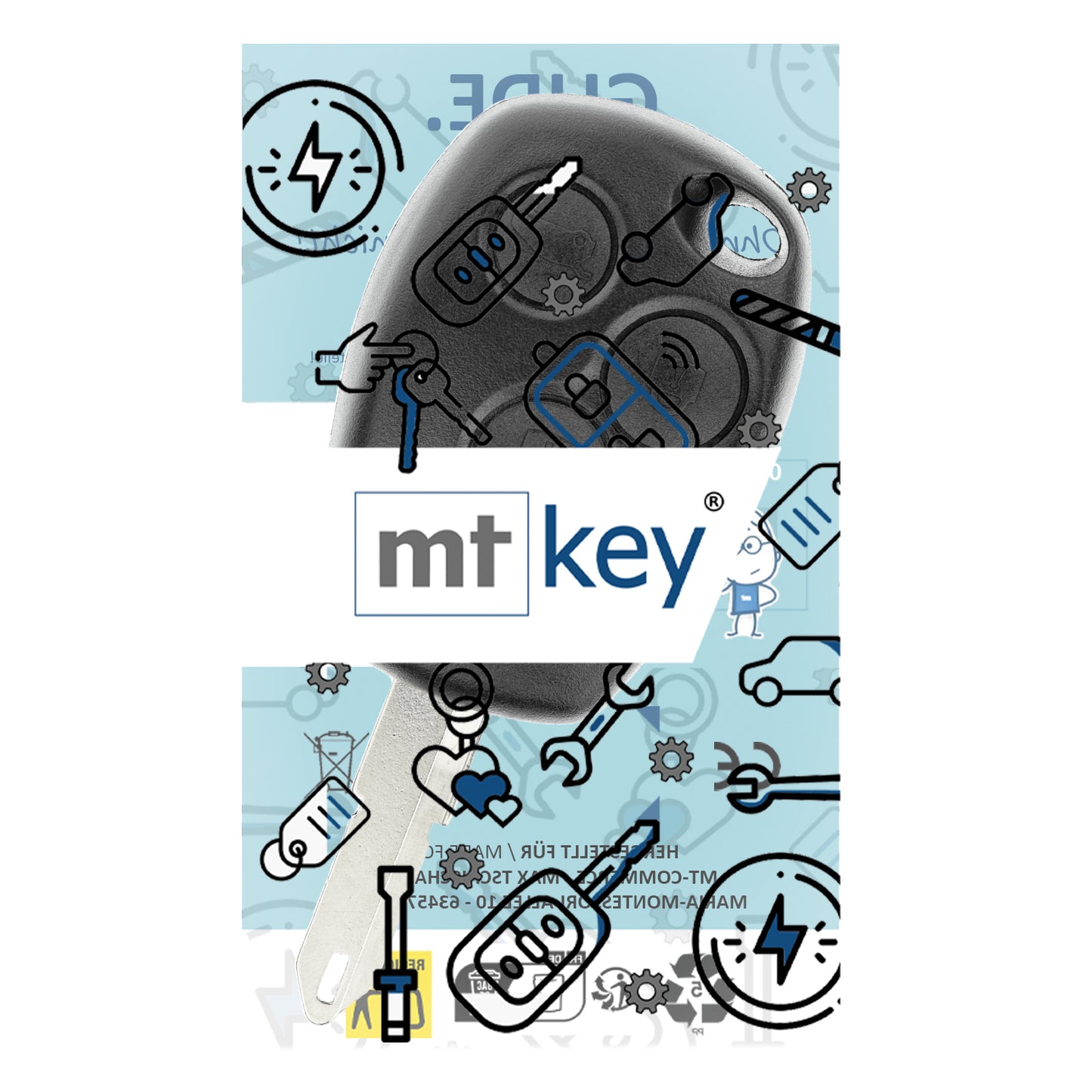 MT-KEY Funk Schlüssel 434MHZ NE72 kompatibel mit Renault Kangoo I Master II Trafic II Twingo I Nissan Interstar Kubistar NV 200 250 400 Opel Movano A