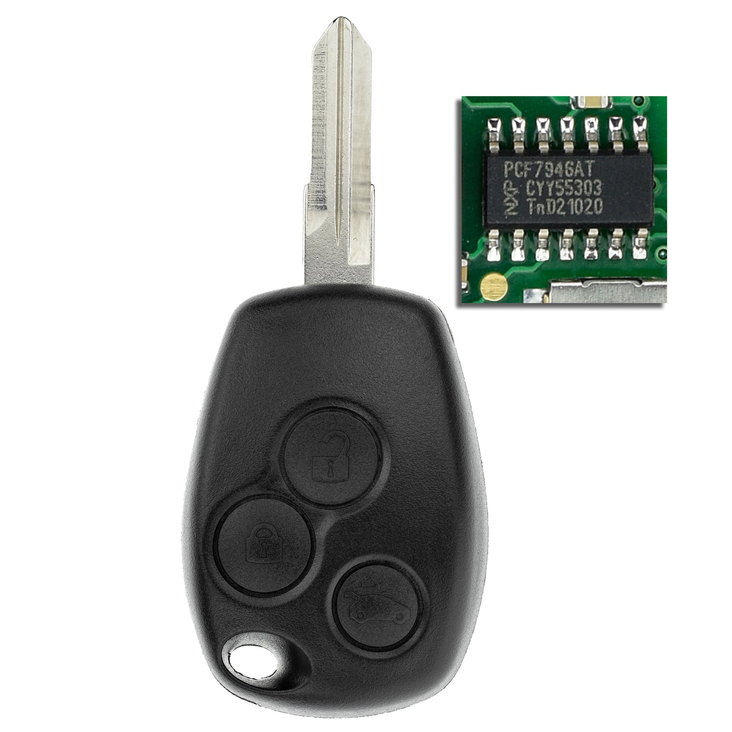 MT-KEY Funk Schlüssel VA6 434MHZ kompatibel mit Renault Twingo I II Trafic Master II Kangoo I Clio III Dacia Logan Sandero Duster I Nissan NV 200 400