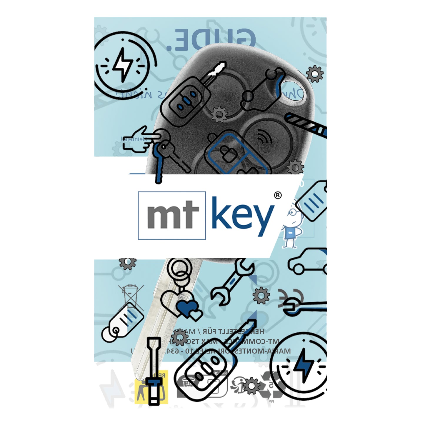 MT-KEY Funk Schlüssel VA6 434MHZ kompatibel mit Renault Twingo I II Trafic Master II Kangoo I Clio III Dacia Logan Sandero Duster I Nissan NV 200 400