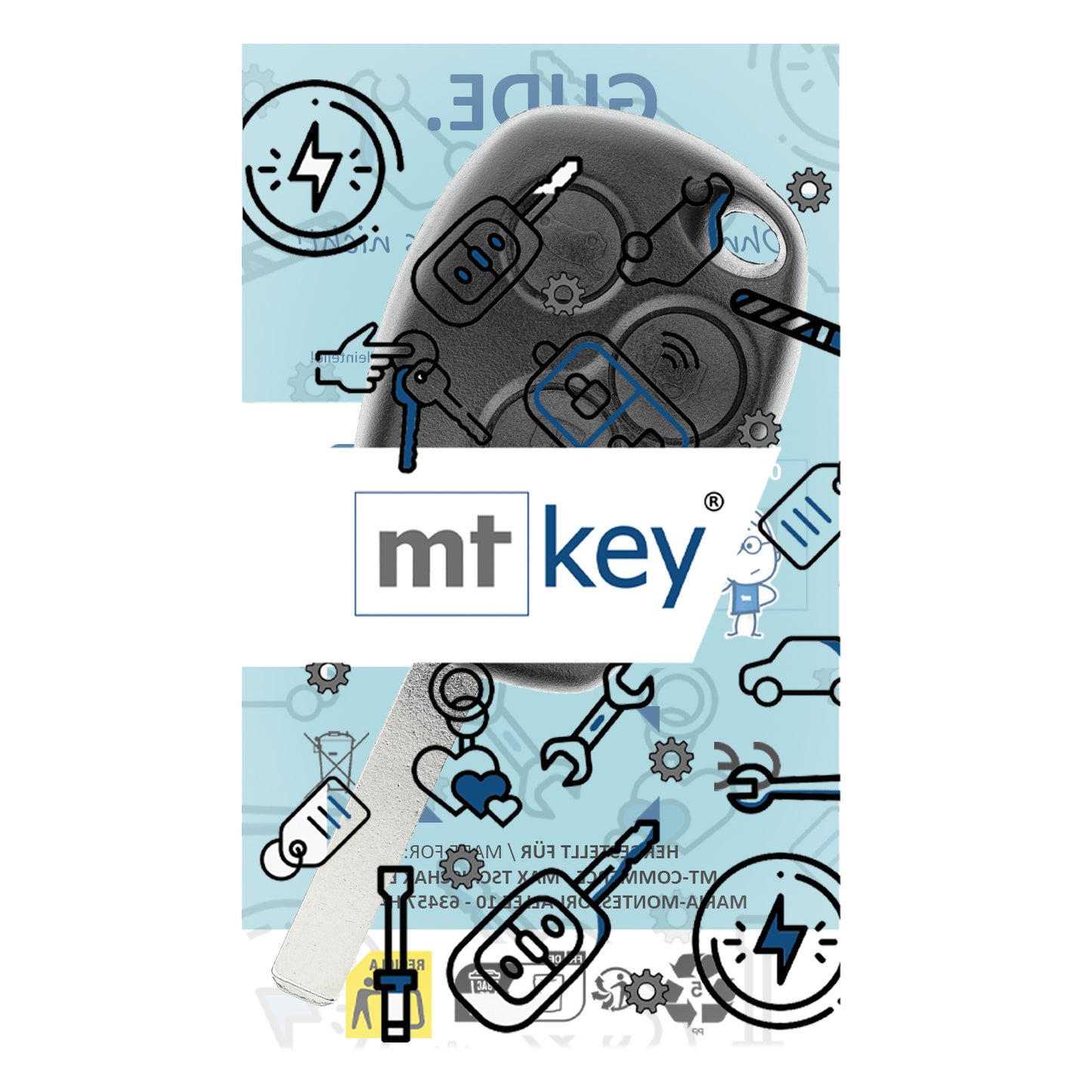 MT-KEY Funk Schlüssel VA6 434MHZ kompatibel mit Renault Twingo II Mercedes Citan W415 Dacia Logan I Sandero I Duster I 433MHZ Fernbedienung