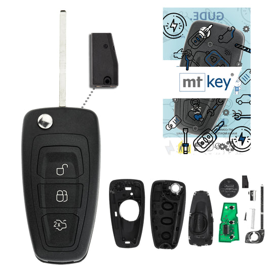 MT-KEY Funk Schlüssel ID63 HU101 kompatibel mit Ford S-Max CA1 Mondeo CA2 (Grand) C-Max CB7 CEU Focus CB8 CEW Galaxy CA1 433MHZ Autoschlüssel