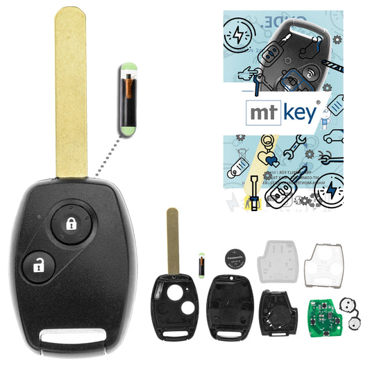 MT-KEY Funk Schlüssel ID48 HON66 kompatibel mit Honda Accord VII 03-05 Civic VII 03-05 CR-V II 05-07 433MHZ Autoschlüssel