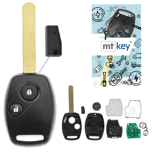 MT-KEY Funk 2 Tasten Schlüssel Fernbedienung ID46 HON66 kompatibel mit Honda Accord VIII 8. Gen CU1 CU2 2008-2011 433MHZ Autoschlüssel