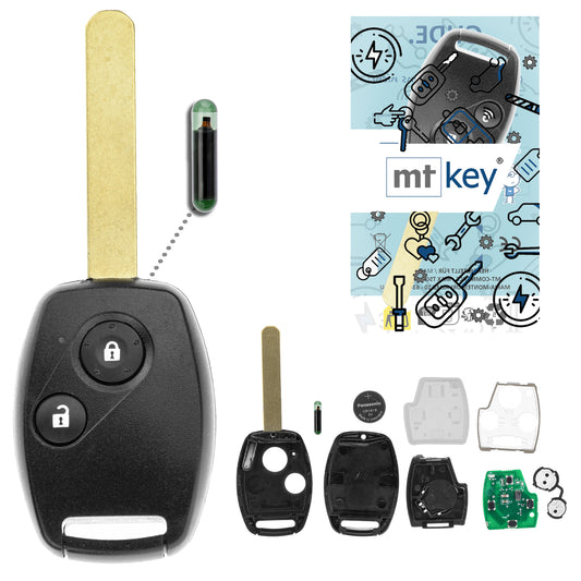 MT-KEY 2 Tasten Funk Schlüssel ID 8E HON66 kompatibel mit Honda Accord VII CRV II FRV BE HRV GH JAZZ GD S2000 AP1 STREAM I 433MHZ Autoschlüssel