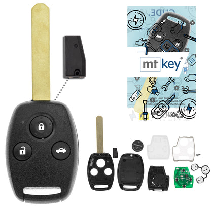 MT-KEY Funk 3 Tasten Schlüssel Fernbedienung ID46 HON66 kompatibel mit Honda Accord VIII 8. Gen CU1 CU2 2008-2011 433MHZ Autoschlüssel