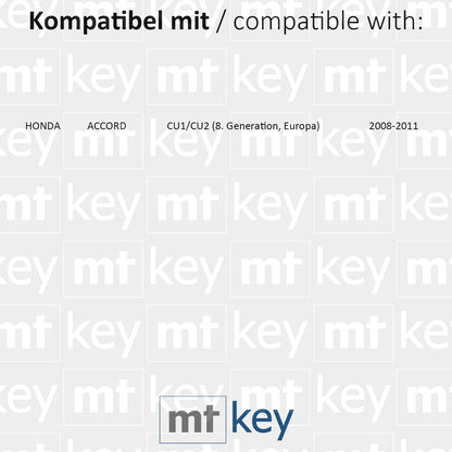 MT-KEY Funk 3 Tasten Schlüssel Fernbedienung ID46 HON66 kompatibel mit Honda Accord VIII 8. Gen CU1 CU2 2008-2011 433MHZ Autoschlüssel