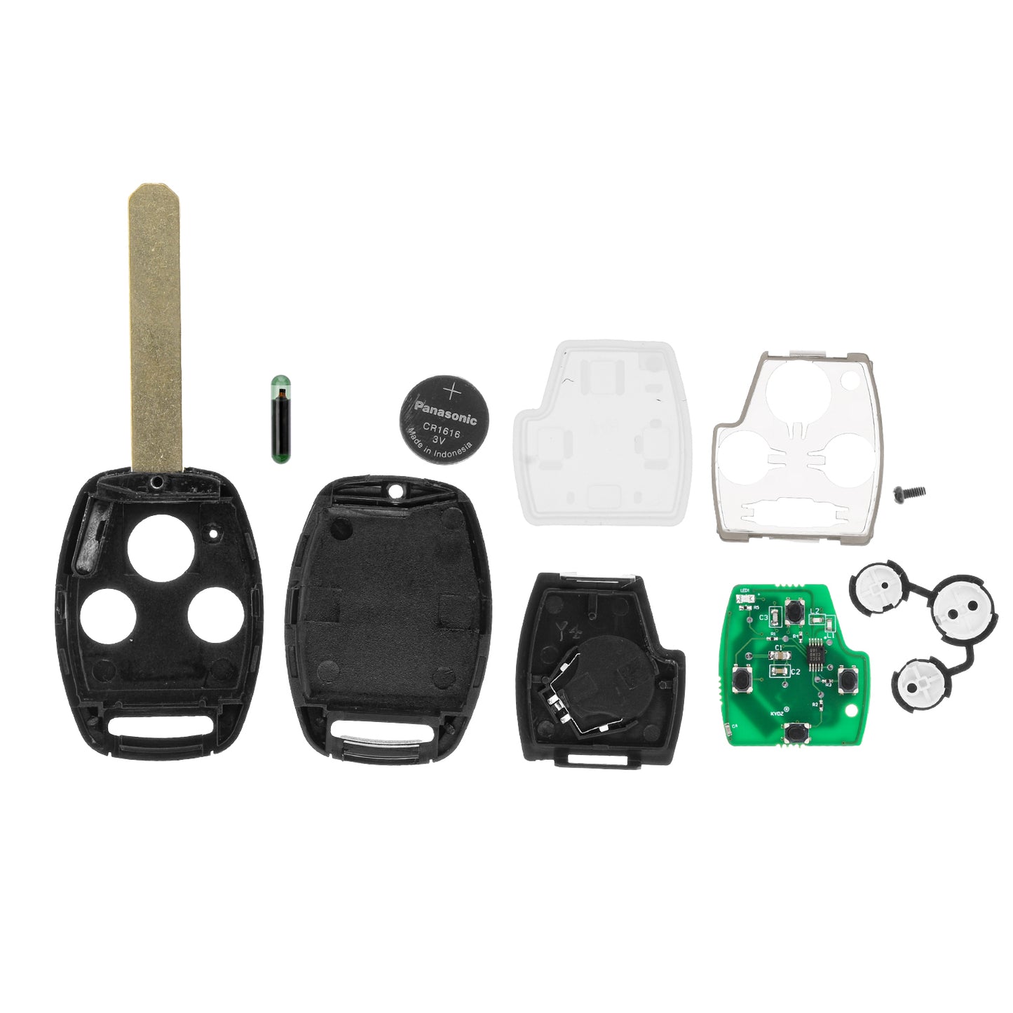 MT-KEY 3 Tasten Funk Schlüssel ID 8E HON66 kompatibel mit Honda Accord VII CRV II FRV BE HRV GH JAZZ GD S2000 AP1 STREAM I 433MHZ Autoschlüssel