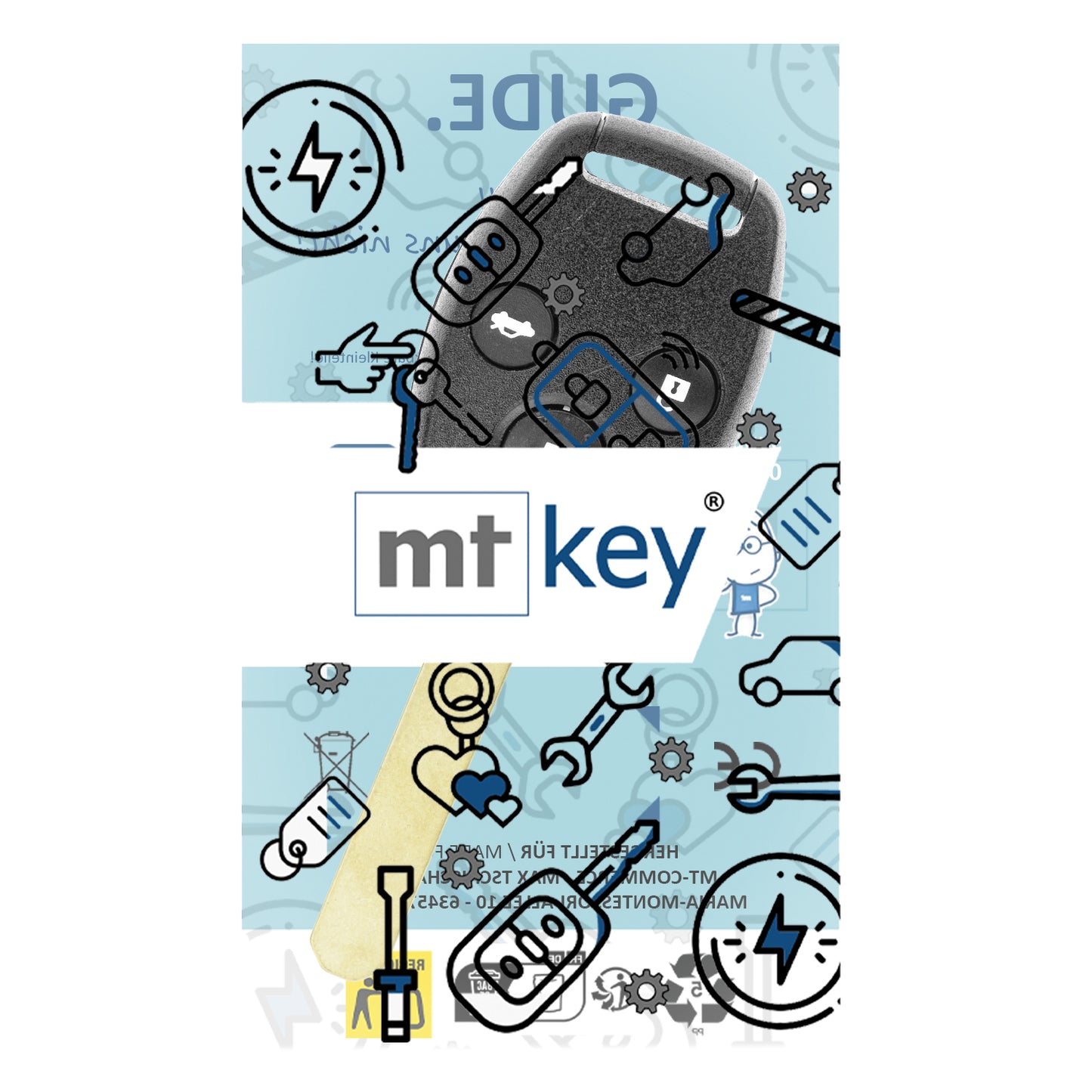 MT-KEY 3 Tasten Funk Schlüssel ID 8E HON66 kompatibel mit Honda Accord VII CRV II FRV BE HRV GH JAZZ GD S2000 AP1 STREAM I 433MHZ Autoschlüssel