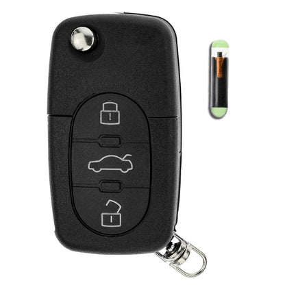 MT-KEY Funk Schlüssel 434MHZ Fernbedienung ID48 kompatibel mit Audi A3 8L A4 B5 A6 C5 A8 D2 TT 8N 433MHZ 4D0837231A Klappschlüssel