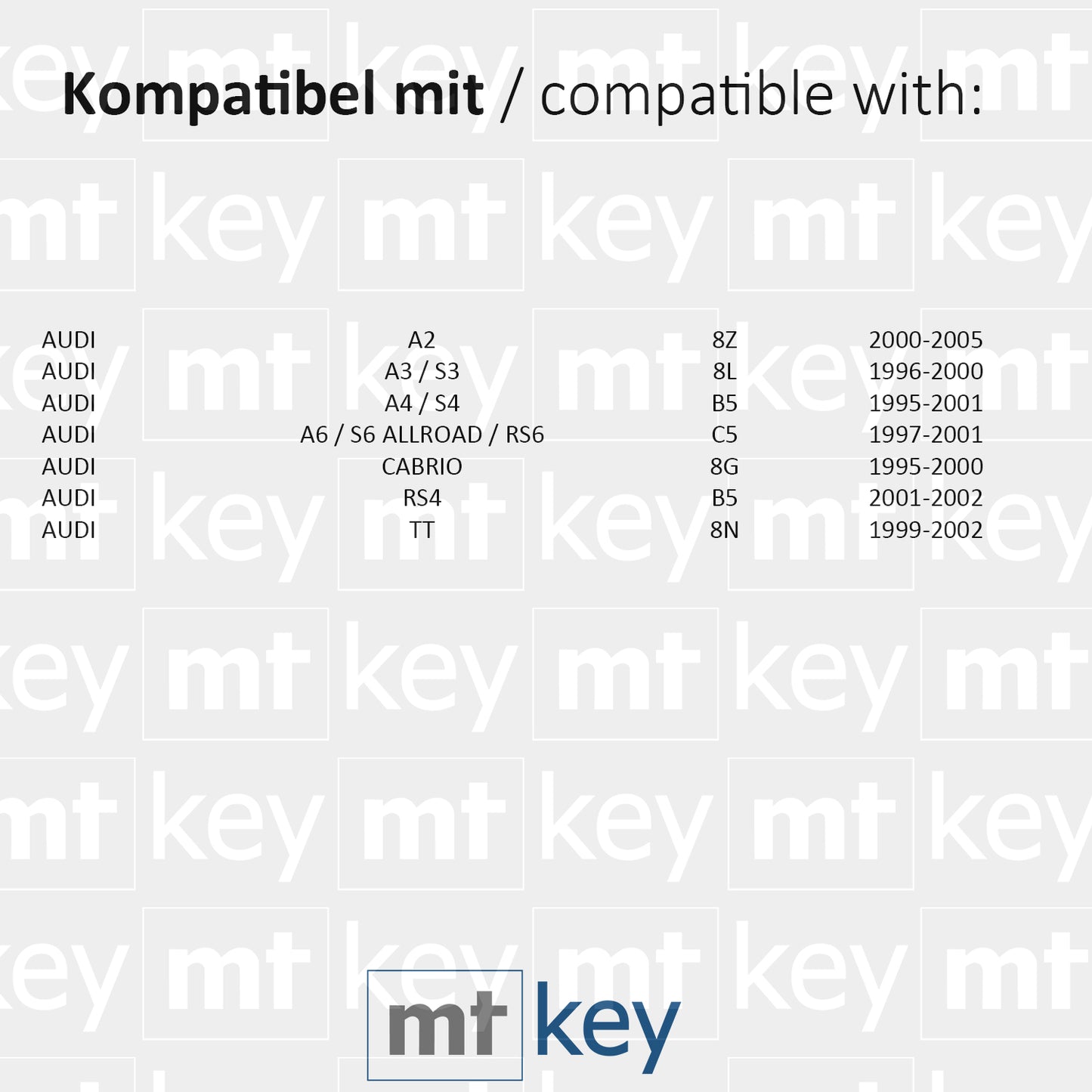 MT-KEY Funk Schlüssel 434MHZ Fernbedienung ID48 kompatibel mit Audi A3 S3 8L A4 S4 B5 RS4 RS6 C5 A6 Allroad Cabrio 8G TT 8N 4D0837231R Klappschlüssel