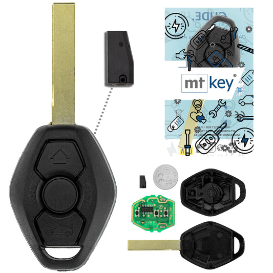 MT-KEY Funk Schlüssel HU92R 434MHZ Fernbedienung ID48 kompatibel mit BMW 3er E46 Z3 E46/7  5er E39 7er E38 X3 E83 X5 E53 Z4 E85 E86 Z8 Autoschlüssel