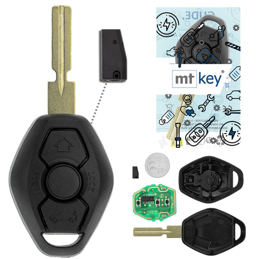 MT-KEY Funk Schlüssel HU58 434MHZ Fernbedienung ID48 kompatibel mit BMW 3er E46 Z3 E46/7  5er E39 7er E38 X3 E83 X5 E53 Z4 E85 E86 Z8 Autoschlüssel