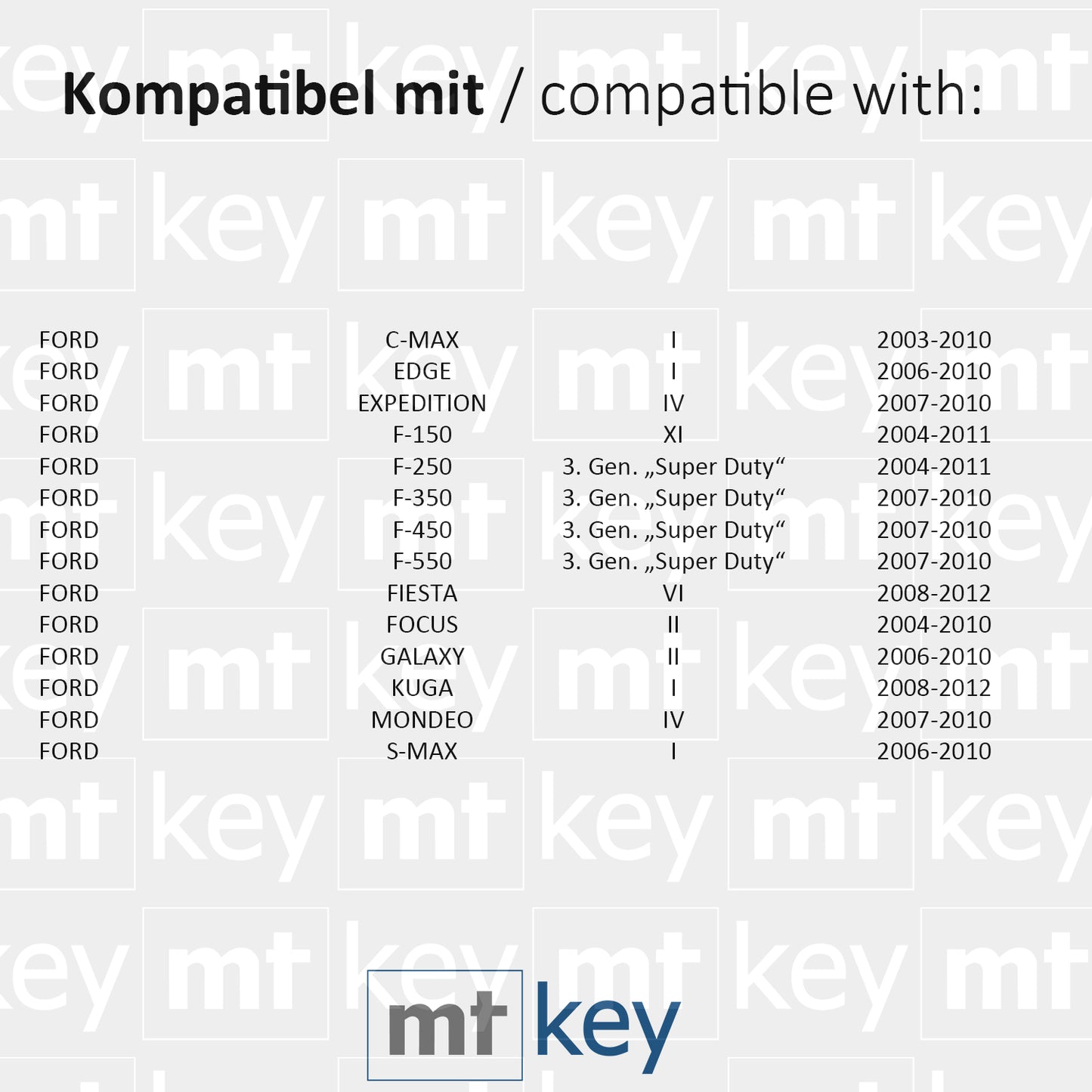 MT-KEY Funk Schlüssel HU101 ID63 434MHZ Autoschlüssel kompatibel mit Ford C-MAX I Edge I Fiesta VI Focus II Galaxy II Mondeo IV S-Max I F150 F250