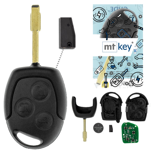 MT-KEY Funk Schlüssel FO21 ID63 434MHZ Autoschlüssel kompatibel mit Ford Fiesta V 03-08 Fusion I -10 Transit VI Tourneo Connect I 09-13 433MHZ