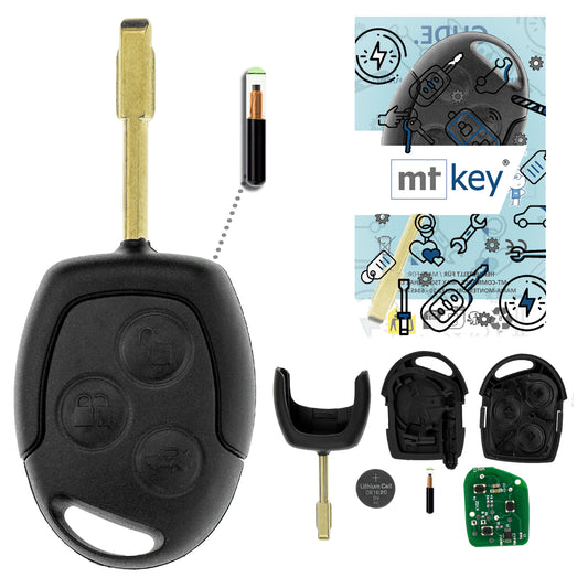 MT-KEY Funk Schlüssel FO21 ID60 434MHZ Autoschlüssel kompatibel mit Ford Transit V Tourneo Connect I Bis 2008 KA 1 RBT Focus I Fiesta IV 433MHZ
