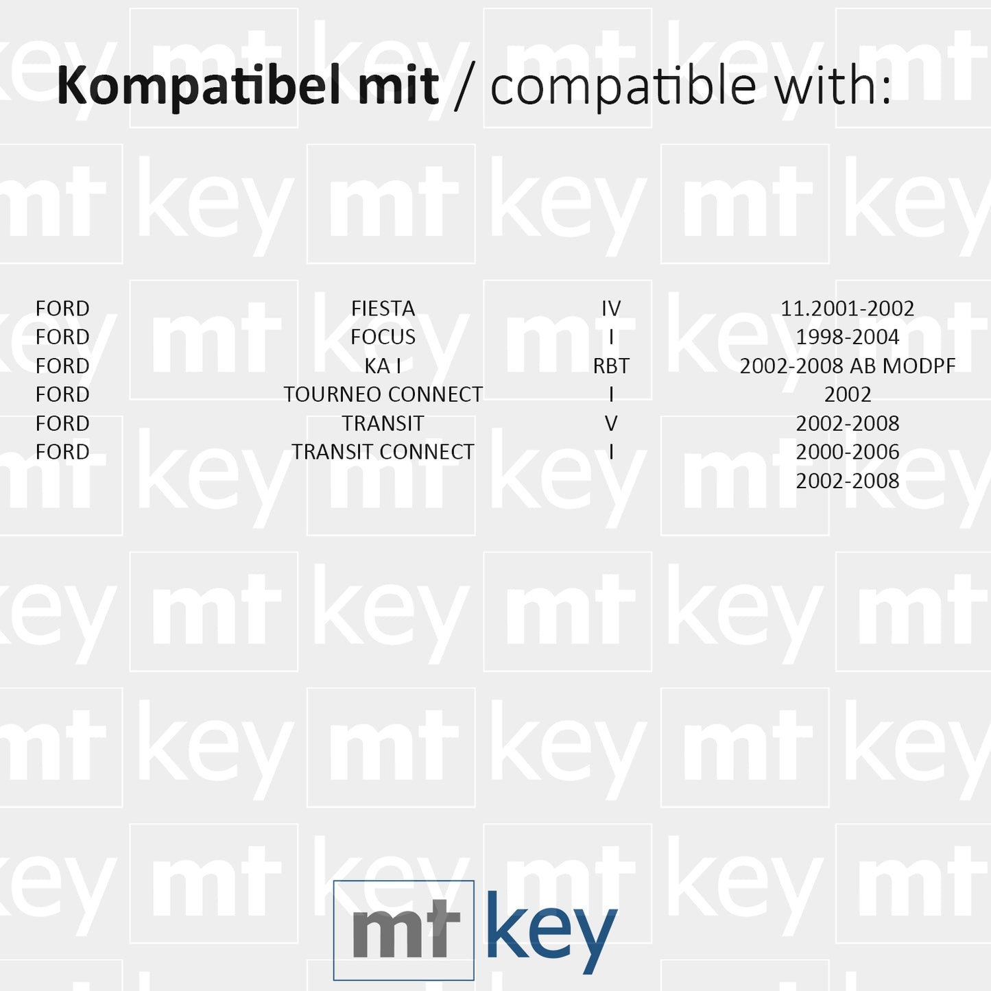 MT-KEY Funk Schlüssel FO21 ID60 434MHZ Autoschlüssel kompatibel mit Ford Transit V Tourneo Connect I Bis 2008 KA 1 RBT Focus I Fiesta IV 433MHZ