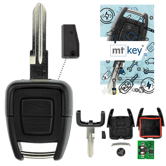 MT-KEY Funk Schlüssel HU46 ID40 434MHZ Autoschlüssel kompatibel mit Opel Astra G 98-04 Omega B 98-03 Zafira A 01-05 433MHZ Fernbedienung