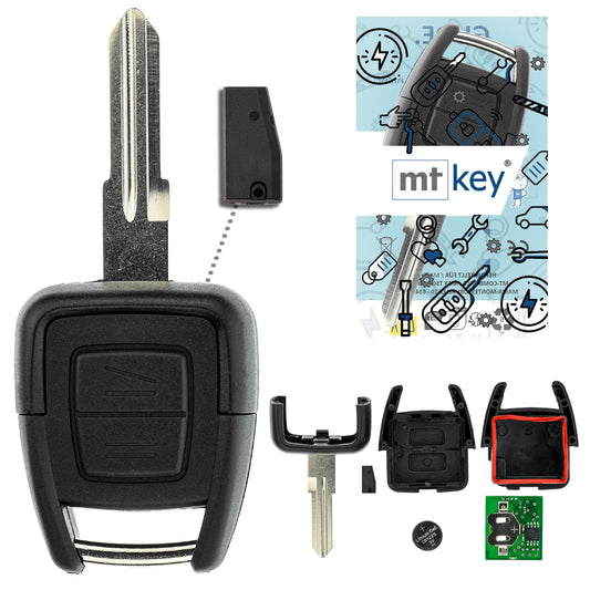 MT-KEY Funk Schlüssel YM28 ID40 434MHZ Autoschlüssel kompatibel mit Opel Astra G 98-00 Omega B 98-03 433MHZ Fernbedienung
