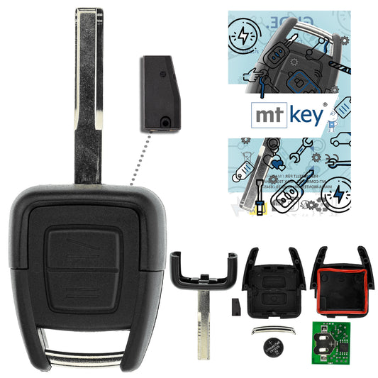 MT-KEY Funk Schlüssel HU43 T5 ID33 434MHZ Autoschlüssel kompatibel mit Opel Omega B 95-98 Sintra B 96-99 Vectra B 95-98 433MHZ Fernbedienung