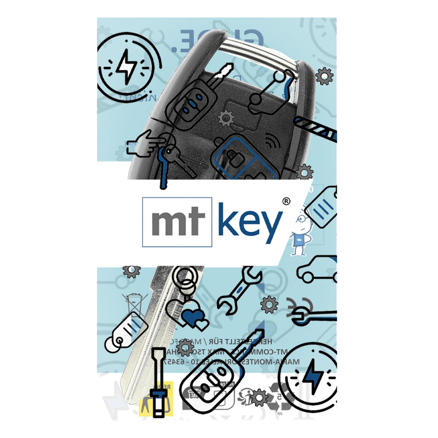 MT-KEY Funk Schlüssel ID40 HU46 434MHZ Autoschlüssel kompatibel mit Opel Vectra C 2002-2004 433MHZ Fernbedienung