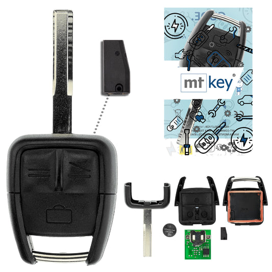 MT-KEY Funk Schlüssel HU43 434MHZ ID46 Autoschlüssel kompatibel mit Opel Signum 03-05 Vectra C 02-05 433MHZ Fernbedienung