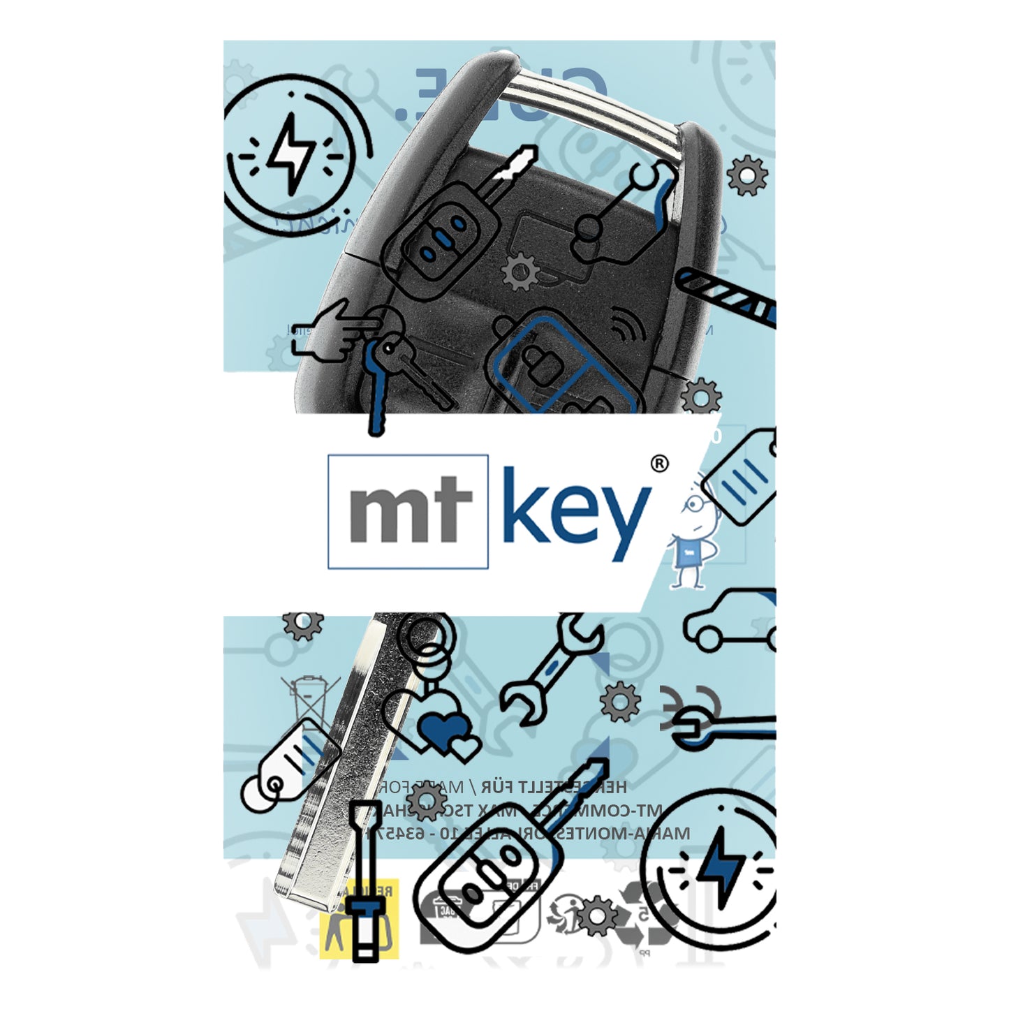 MT-KEY Funk Schlüssel HU43 434MHZ ID46 Autoschlüssel kompatibel mit Opel Signum 03-05 Vectra C 02-05 433MHZ Fernbedienung