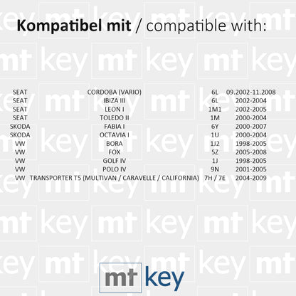 MT-KEY Funk Schlüssel 434MHZ Klappschlüssel kompatibel mit VW Bora 1J Golf 4 Polo 9N Fox 5Z T5 Multivan Seat Leon I Ibiza III Cordoba 6L Toledo II