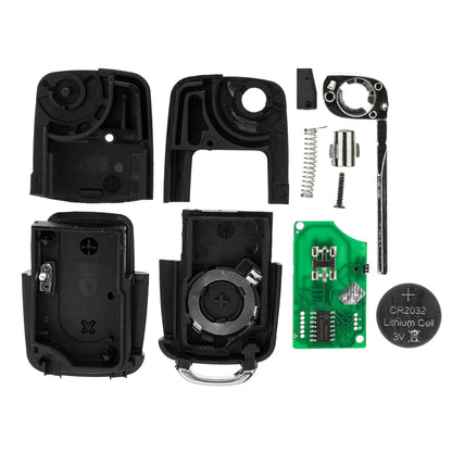 MT-KEY Funk Schlüssel 434MHZ ID44 HU66 Klappschlüssel kompatibel mit Seat Arosa 6HS 01-04 433MHZ 1J0959753AG Fernbedienung