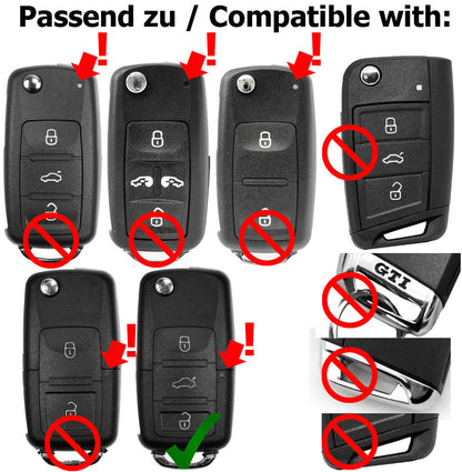 Auto Schlüssel Funk Fernbedienung 1x Klapp Umbau Gehäuse 3 Tasten + 1x Rohling HAA + 1x CR2032 Batterie kompatibel mit VW SEAT Skoda bis BJ. 11/2009