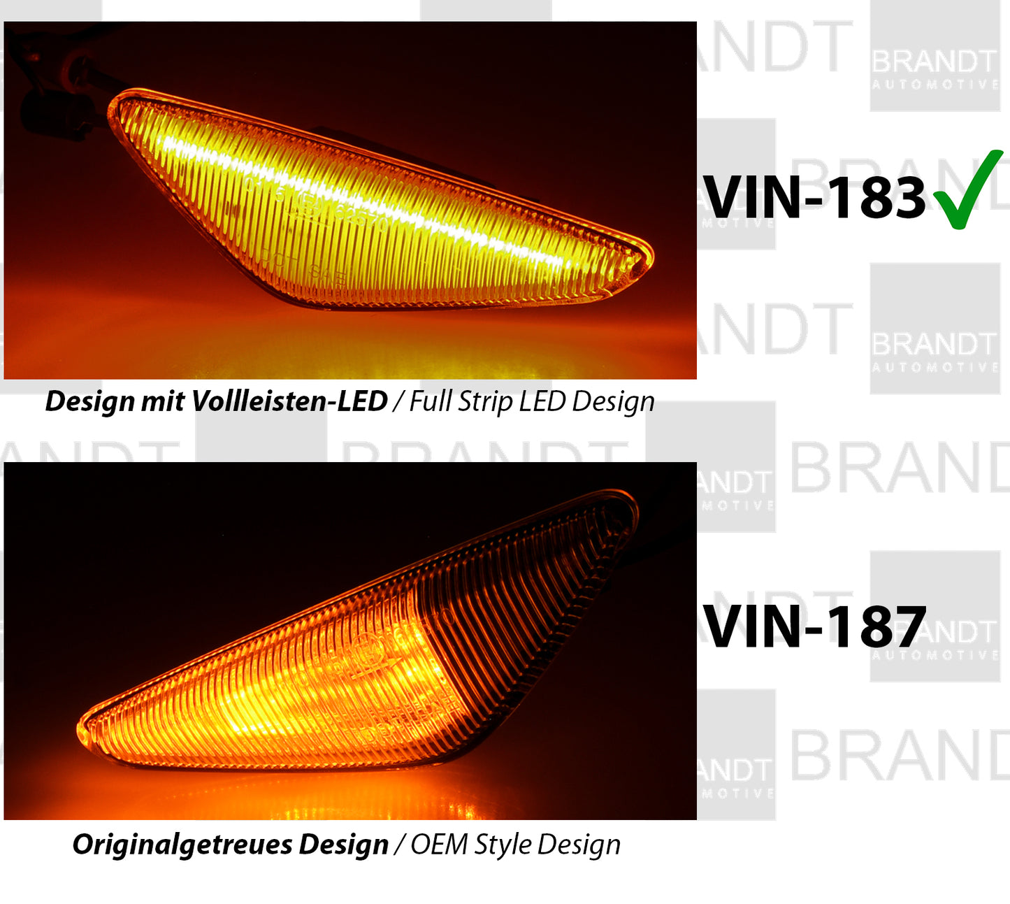BRANDT Seitenblinker Set LED Strip Design Blinker Weiss passend für Bmw X5 E70 06-14 X3 F25 11-14 X6 E71 08-14 F72 Hybrid 09-12 Blinkleuchten