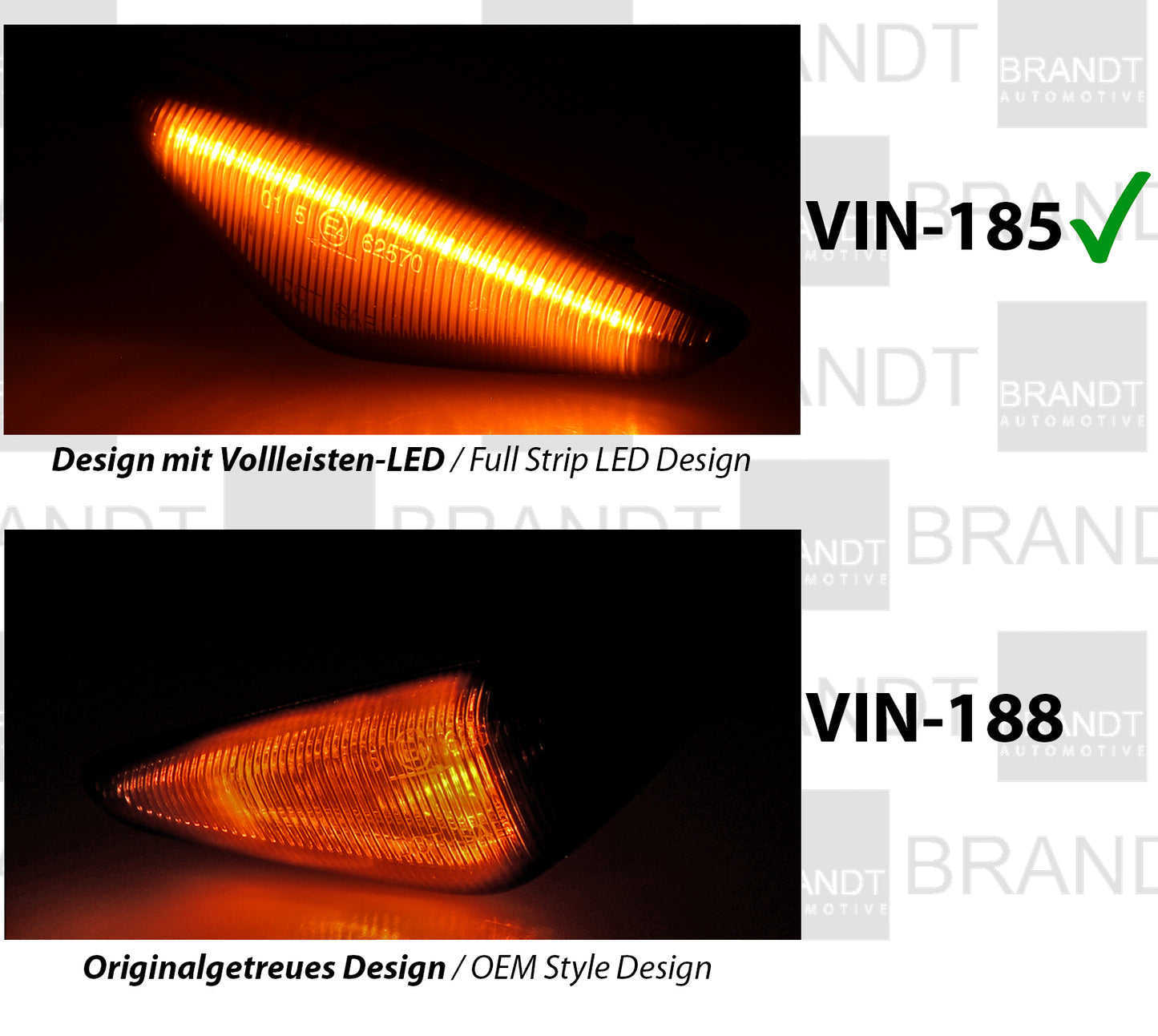 BRANDT Seitenblinker Set LED Strip Design Blinker Schwarz passend für Bmw X5 E70 06-14 X3 F25 11-14 X6 E71 08-14 F72 Hybrid 09-12 Blinkleuchten