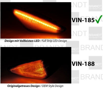 BRANDT Seitenblinker Set LED Strip Design Blinker Schwarz passend für Bmw X5 E70 06-14 X3 F25 11-14 X6 E71 08-14 F72 Hybrid 09-12 Blinkleuchten