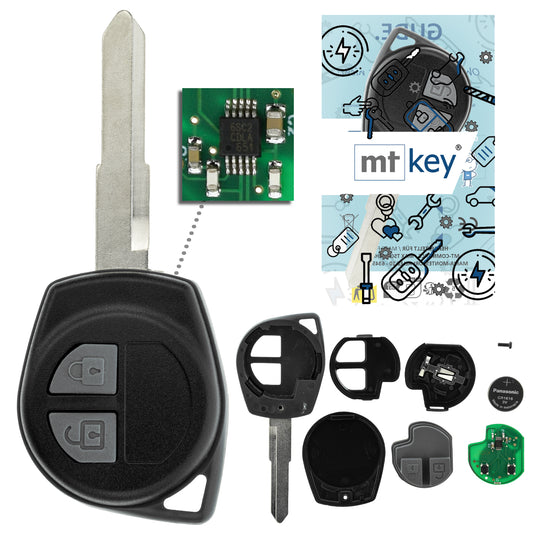 MT-KEY 2 Tasten Funk Schlüssel 434MHZ kompatibel mit Fiat Sedici YB Opel Agila Suzuki SX4 Grand Vitara JT Splash Swift 3 433MHZ Autoschlüssel