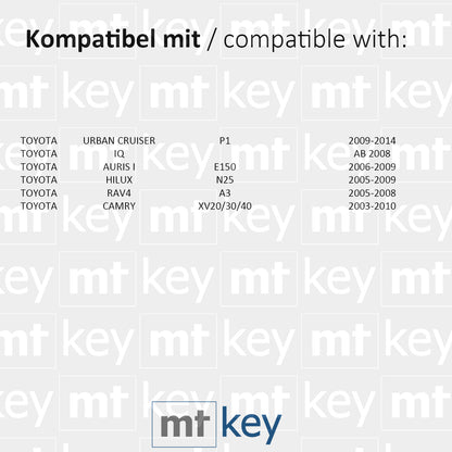 MT-KEY 2 Tasten Funk Schlüssel 434MHZ ID67 Fernbedienung kompatibel mit Toyota IQ Hilux N25 Auris I E150 Rav4 A3 Camry 433MHZ Autoschlüssel