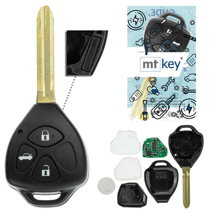 MT-KEY 3 Tasten Funk Schlüssel 434MHZ ID67 Fernbedienung kompatibel mit Toyota IQ Hilux N25 Auris I E150 Rav4 A3 Camry 433MHZ Autoschlüssel
